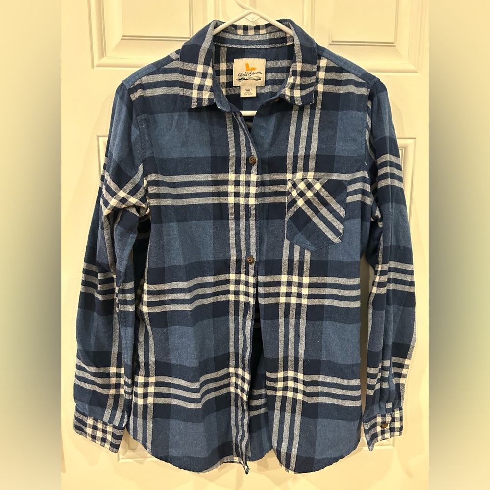 Field & Stream Blue Plaid Flannel Size Medium